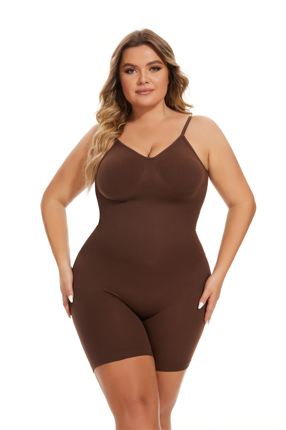 Simple Waist Fitted Belly Contracting And Hip Lifting Jumpsuit Women DealSniper.net Brown L