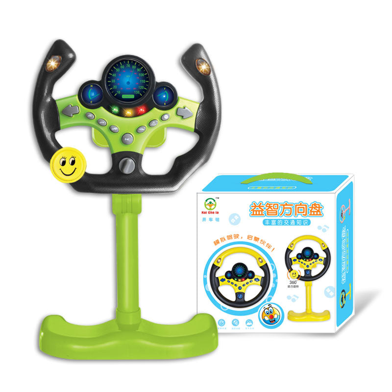 Sound and light toy simulation steering wheel Kids dealsniper-net Green standing Chinese version
