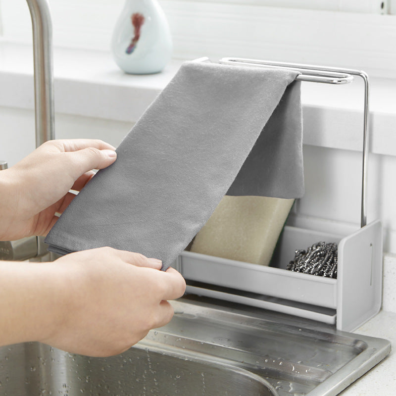 Kitchen Stainless Steel Rag Rack Sponge Rag Ventilating And Draining Rack Kitchen DealSniper.net