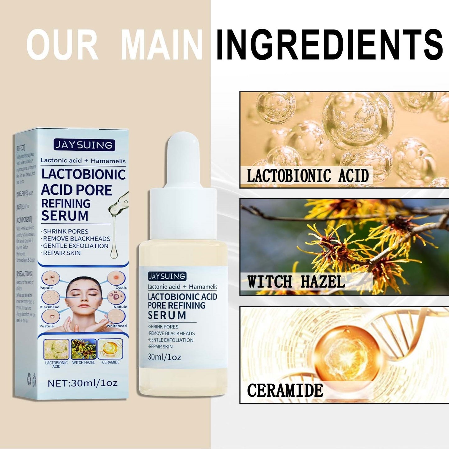 Lactobionic Acid Liquid Exfoliating Blackheads Shrinking Pores Beauty DealSniper.net