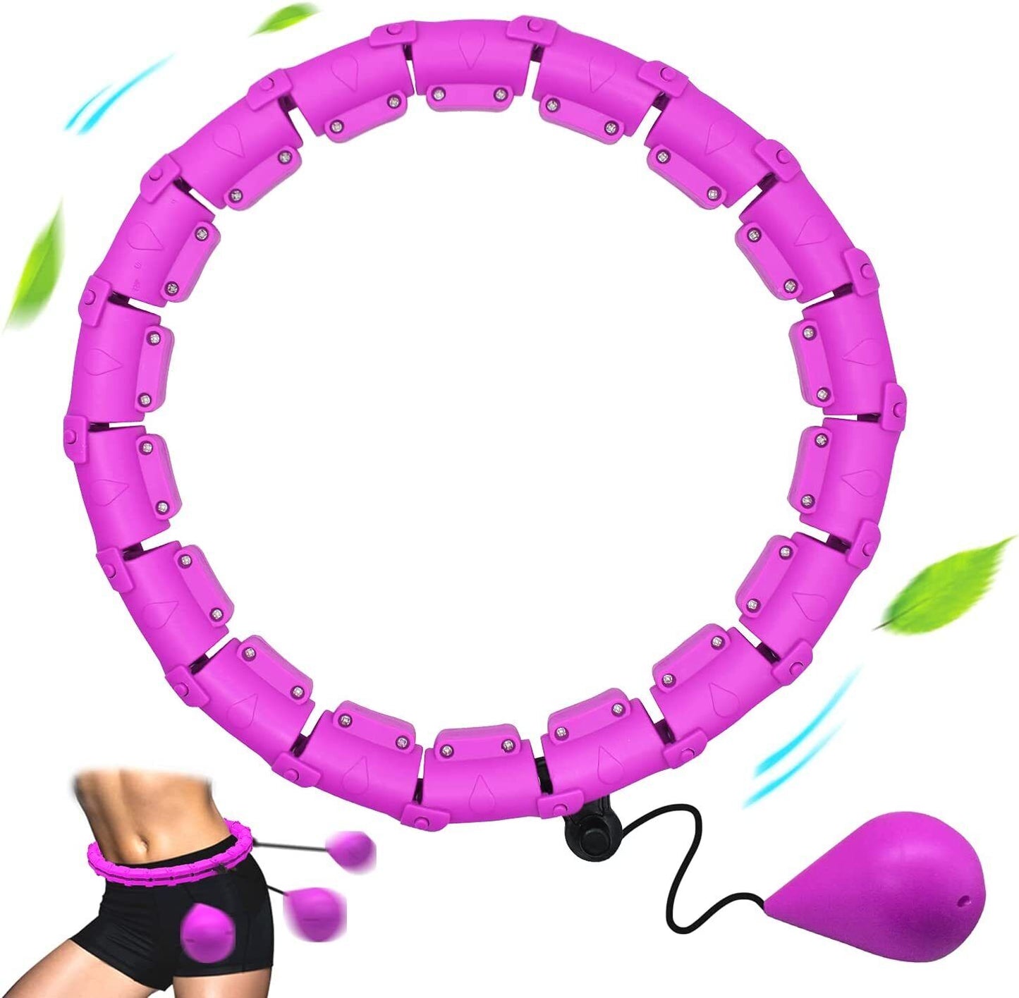 Custom Knots Weighted Hoola Fitness Hoop Smart Hula Thin Waist Weight Loss Knots Weighted Hoola Fitness Hoop Smart Hula Thin Waist Weight Loss Sports DealSniper.net Purple