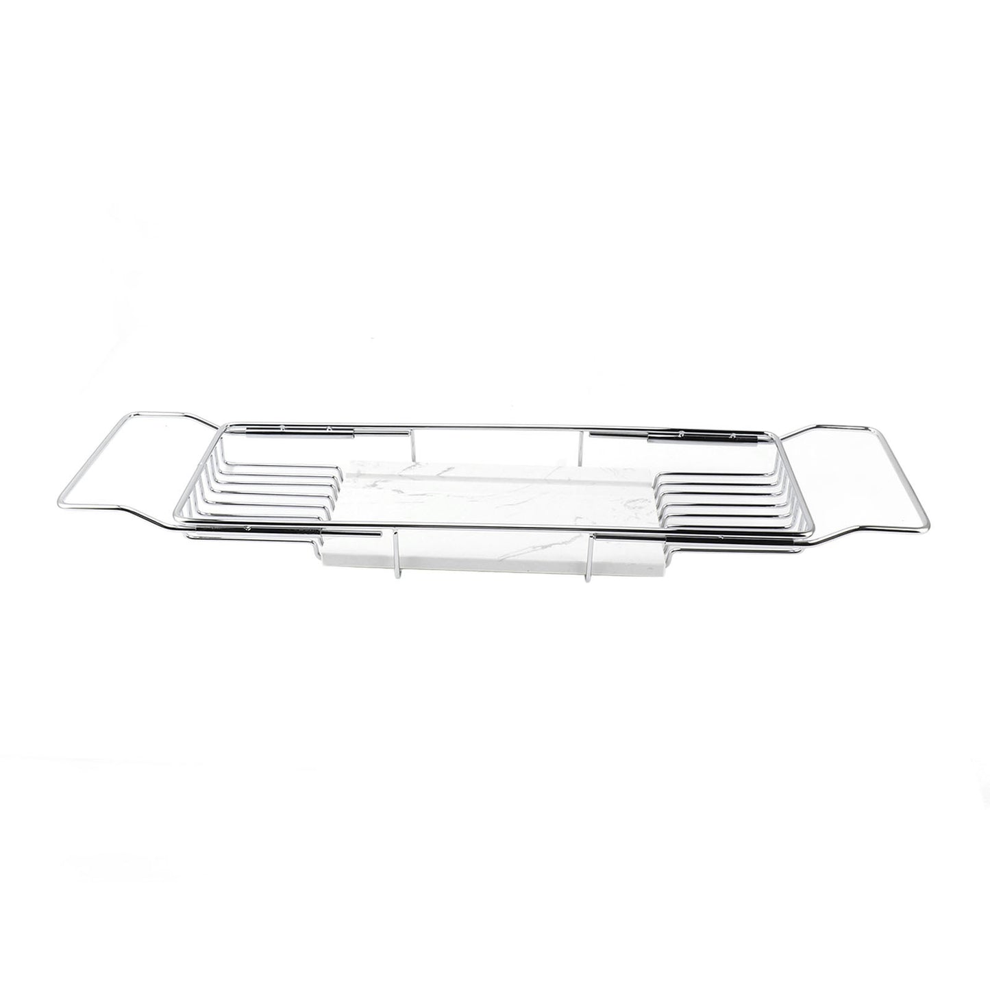 Metal Marble Bathtub Rack Anti Slip Space Saving Multi Functional Kitchen DealSniper.net Silver black
