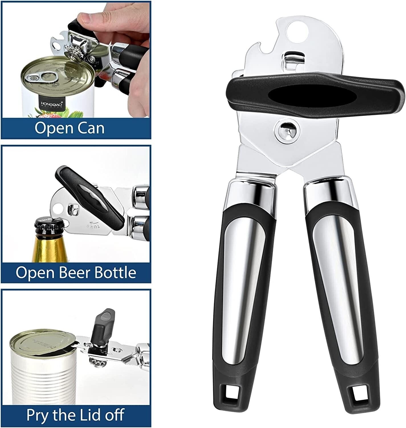 Manual Handheld Can Opener With Cutting Wheel Blade Lid Cap Openers Home DealSniper.net