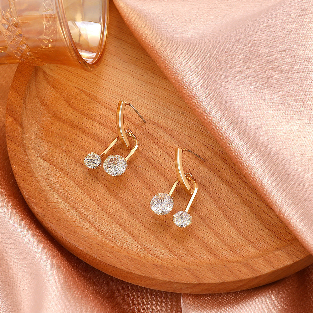 Copper Inlaid Zircon Hollow Small Gold Ball Earrings Jewelry DealSniper.net