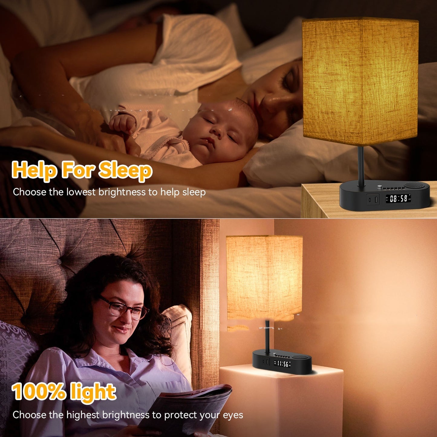 Multifunctional Bluetooth Playing Alarm Clock Fabric Table Lamp Home Decor DealSniper.net