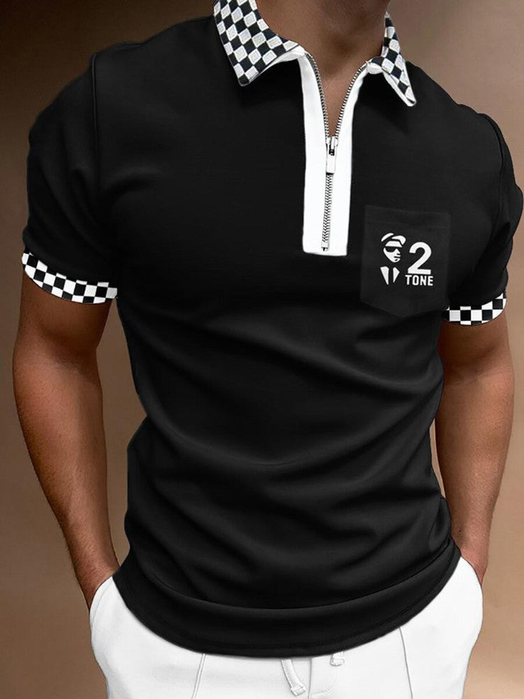 Men's POLO Shirt Striped Printed Short Sleeve T-Shirt Lapel Shirt Men dealsniper-net POLOS53 2XL