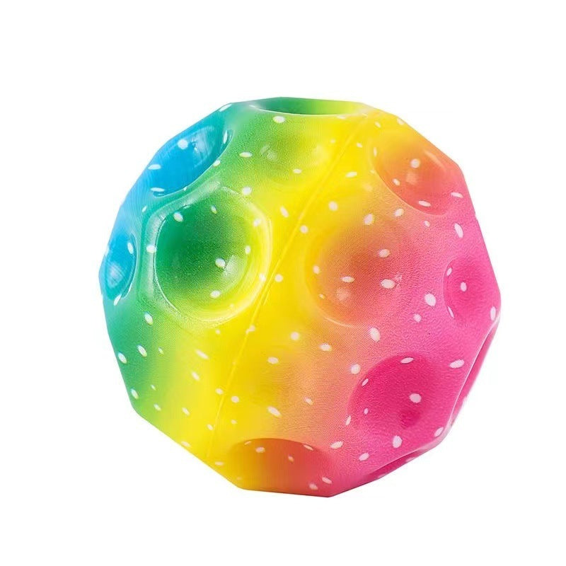 Colorful Hole Ball Soft Bouncy Ball Anti-fall Moon Shape Kids DealSniper.net Middle Yellow