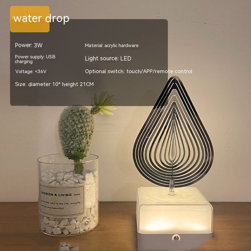 Creative Three-dimensional Rotating Ambience Light Bedroom Home Decor Gym From House 16 Mobile Phone Water Drop USB