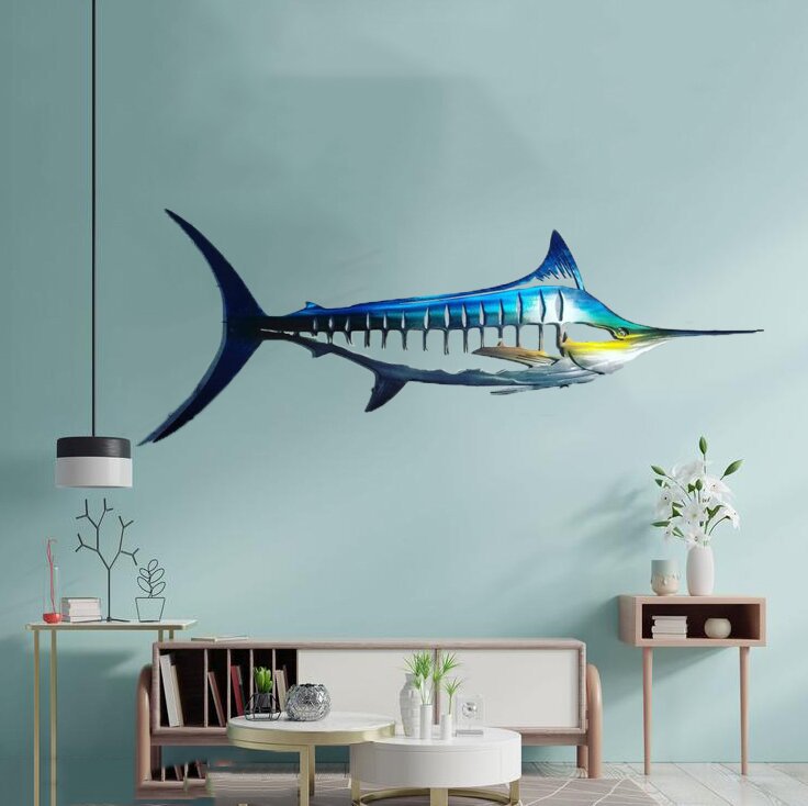 New Style Shark Stainless Steel Art Decorations Home Decor Gym From House F 25X8cm