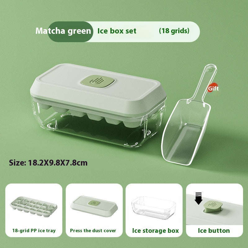 32 Grid Silicone Ice Cube Tray Mould With Lid Shovel Storage Box Kitchen DealSniper.net Matcha Green Small Size