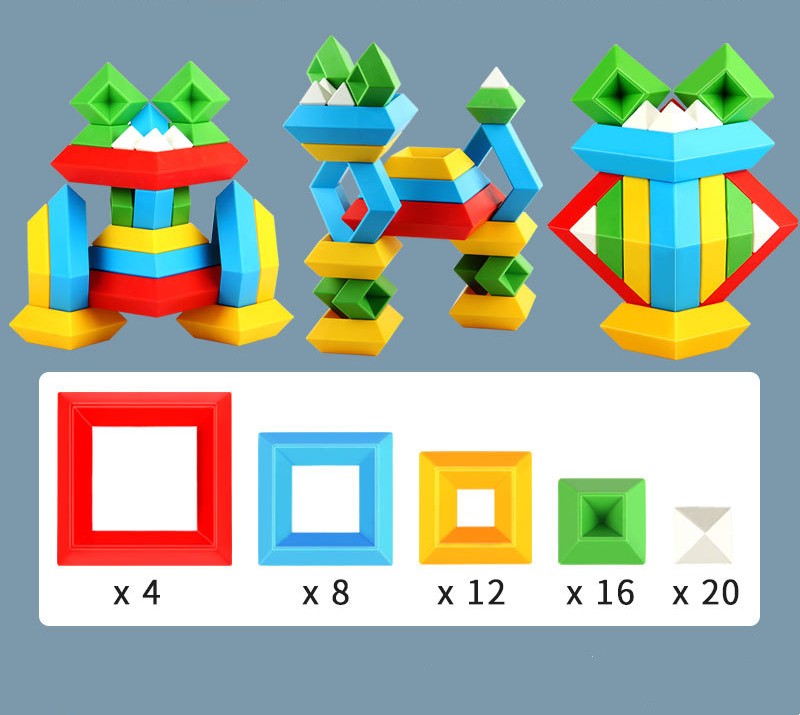 Kids Rainbow Tower Ring Wooden Jenga Color Cognitive Set Kids dealsniper-net Deluxe version 60pcs set