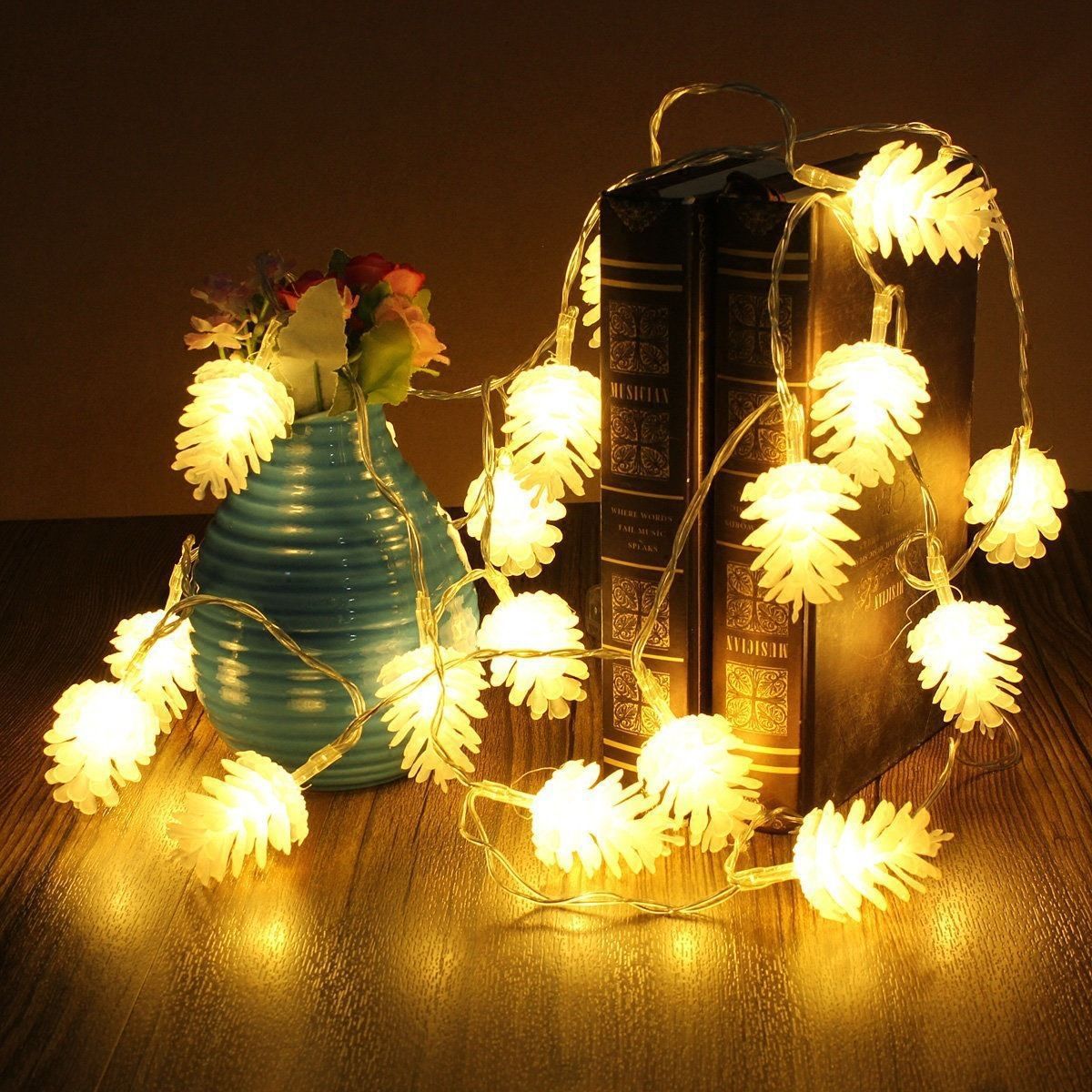 LED Simulation Transparent Pine Nut Light String Holidays DealSniper.net Warm White 1.5meters USB version