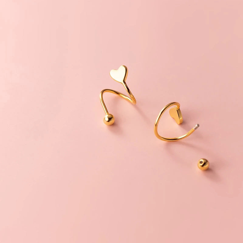 Simple And Fashionable Ear Bone Studs Small Earrings Deals DealSniper.net Gold Love S925 silver