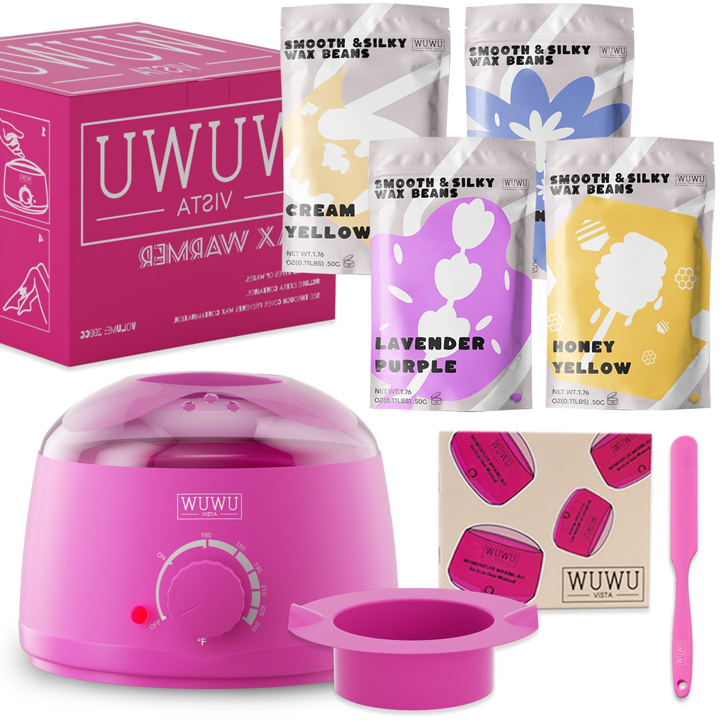 8Pc Waxing Kit Hair Removal Kit With Warmer Beauty dealsniper-net Pink EUplug