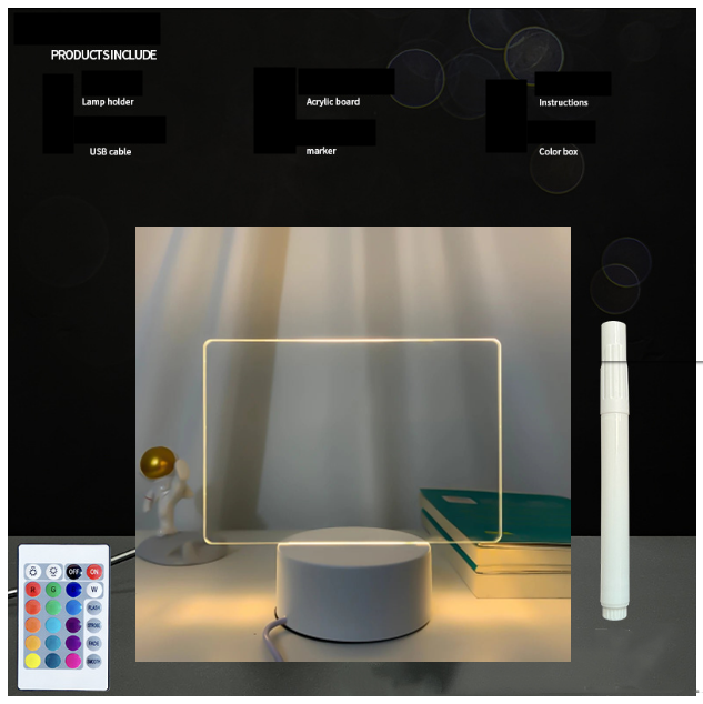 3D Light Handwritten Acrylic Message Board Deals DealSniper.net Style1 White touch colorful set