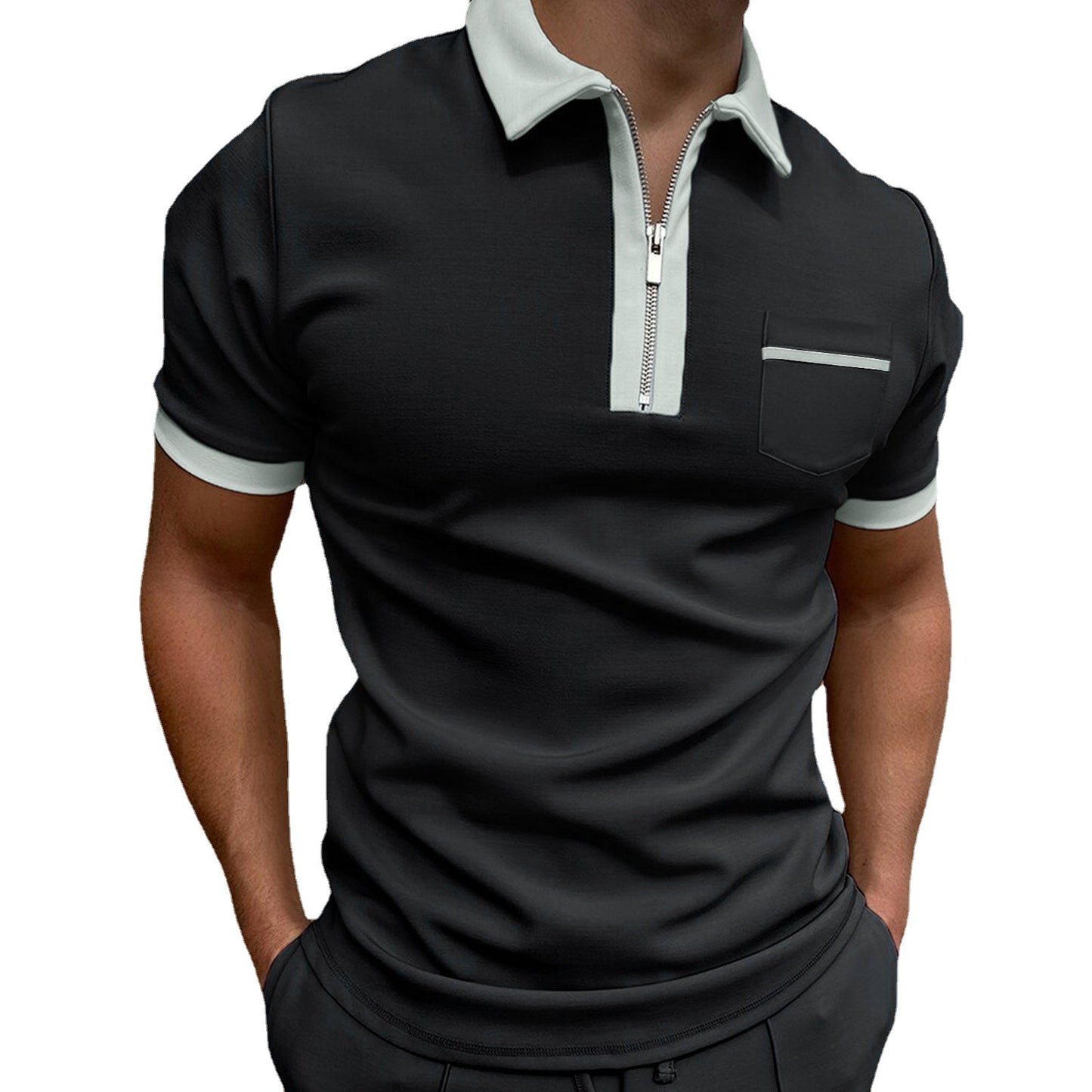 Men's Lapel Fashion Slim Pocket Men's T-Shirt POLO Shirt Men DealSniper.net