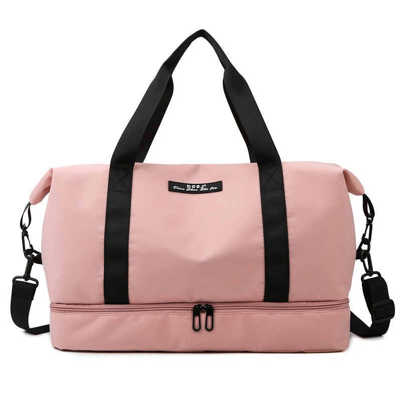 Large Capacity Travel Duffle Bag With Shoes Compartment Portable Sports Gym Fitness Waterfproof Shoulder Bag Weekender Overnight Handbag Women Travel DealSniper.net Pink