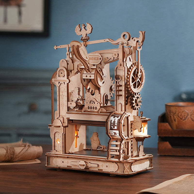 3D Wooden Puzzle Model Printing Press Mechanical Gears Kids DealSniper.net