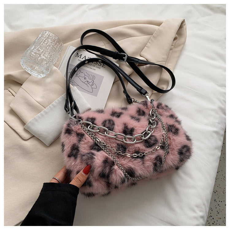 Winter Plush Bags Chain Shoulder Bag Women Women DealSniper.net Pink