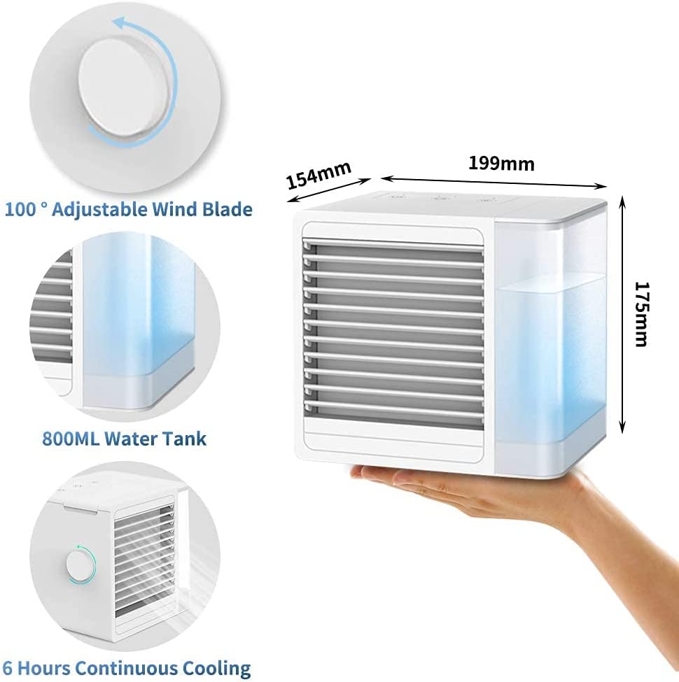 3 In 1 Portable Air Conditioners, Evaporative Air Cooler With USB Charging, Powerful, Quiet, Lightweight Mini Air Conditioner Portable For Room, Bedroom, Office, Kitchen Home DealSniper.net
