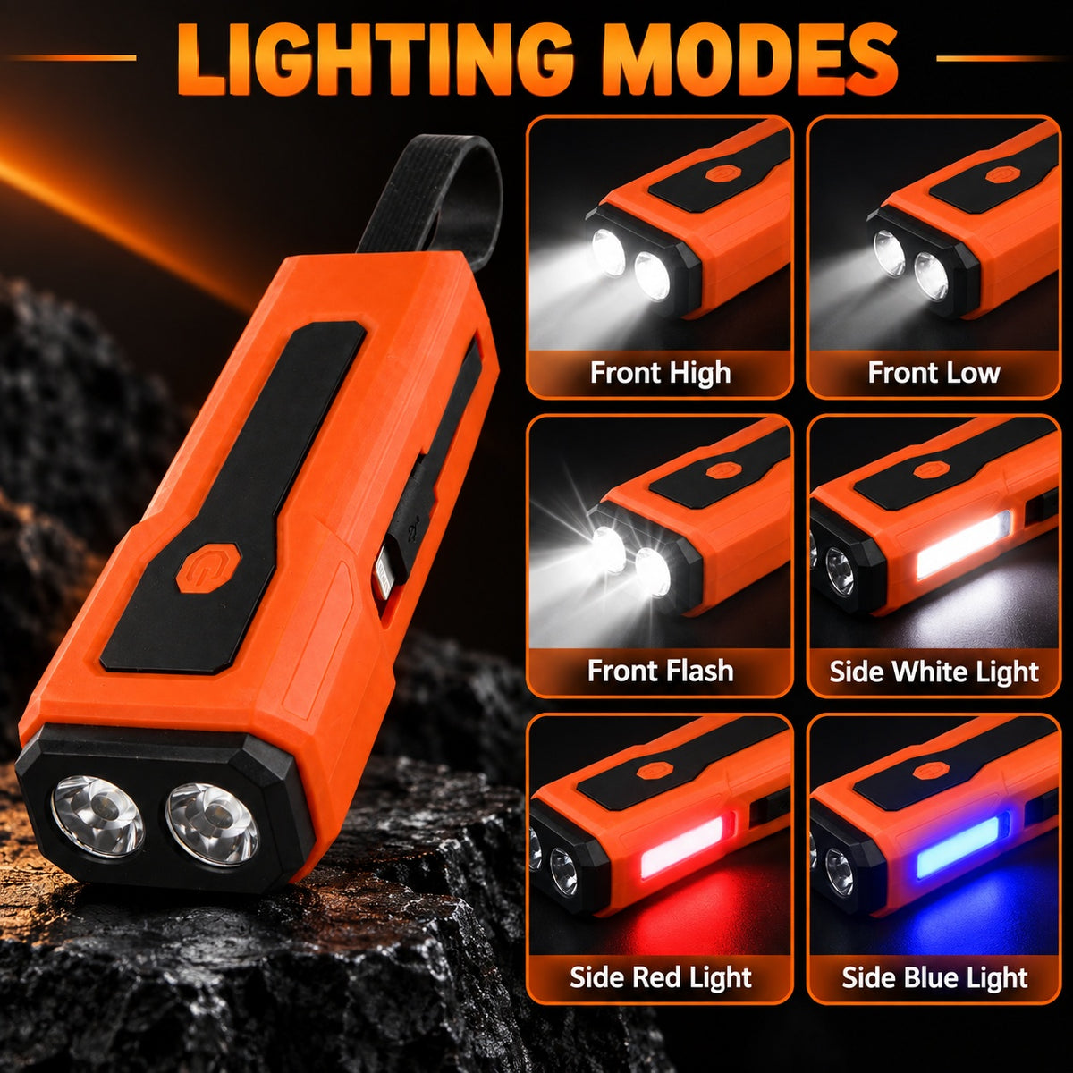 Rechargeable Z828 Orange Portable Bicycle Flashlight Outdoor DealSniper.net