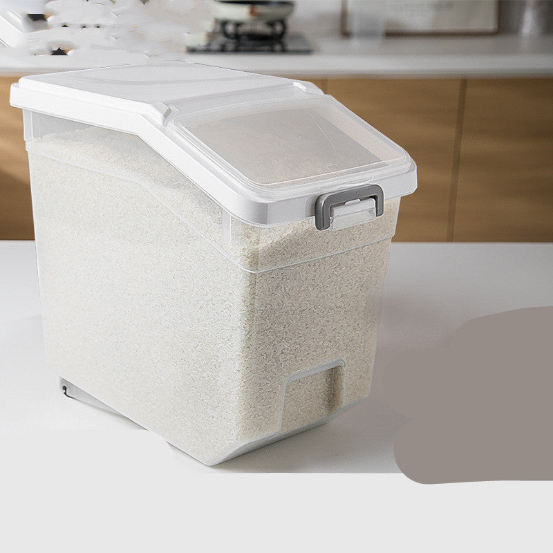 Kitchen Rice Bucket Household Sealed Rice Box 20 Kg Kitchen DealSniper.net Transparent white cover 35kg