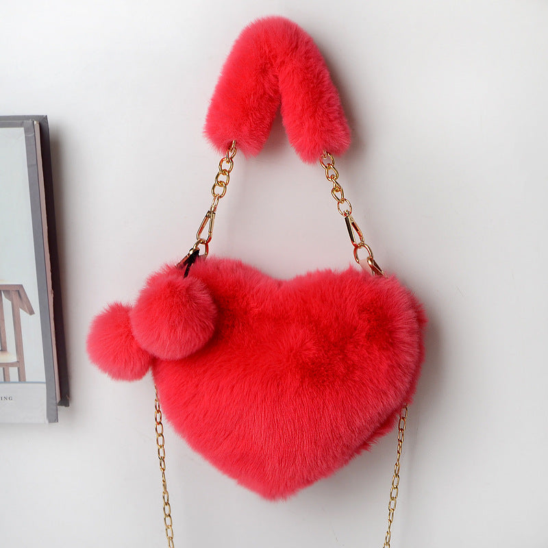 Love Bags Soft Plush Handbags Women Valentine's Day Party Bag Women DealSniper.net Watermelon red