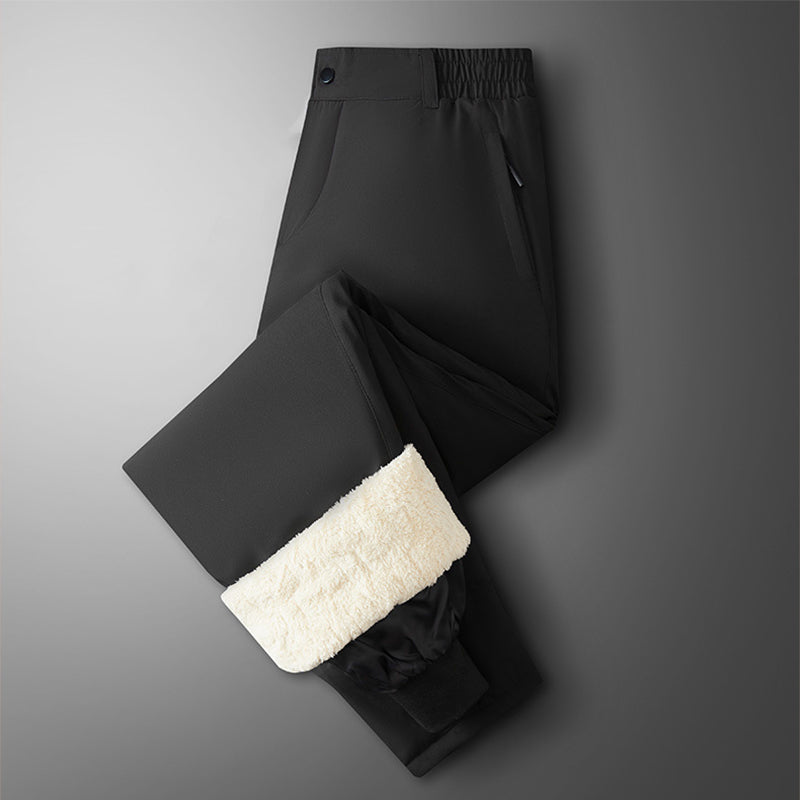 New Men's Winter Trousers Plus Velvet Thickened Lamb Pants Casual Warm Loose Sports Pants Men DealSniper.net