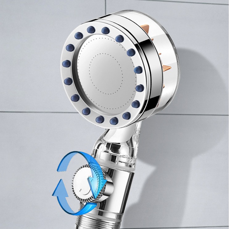 Pressurized Nozzle Turbo Shower Head One-Key Stop Water Saving Deals DealSniper.net