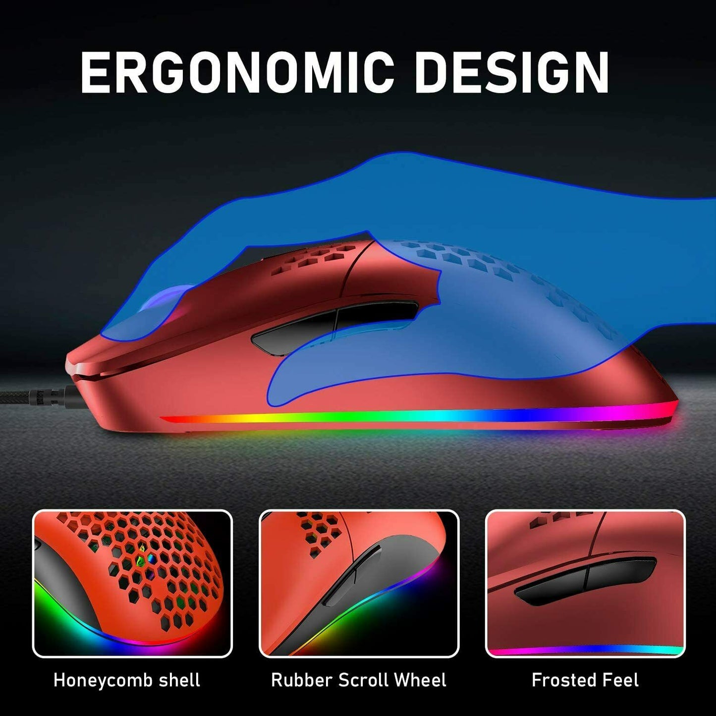 Gaming Mice Mouse 6400 DPI USB RGB Flowing Backlit Light Wired PC Laptop PS4 PS5 Random Color Gadgets DealSniper.net
