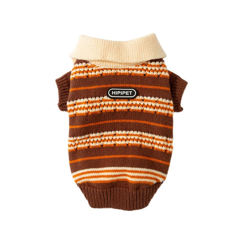 Cat Sweaters Cold Weather Dog Striped Pullover Pets dealsniper-net Brown L