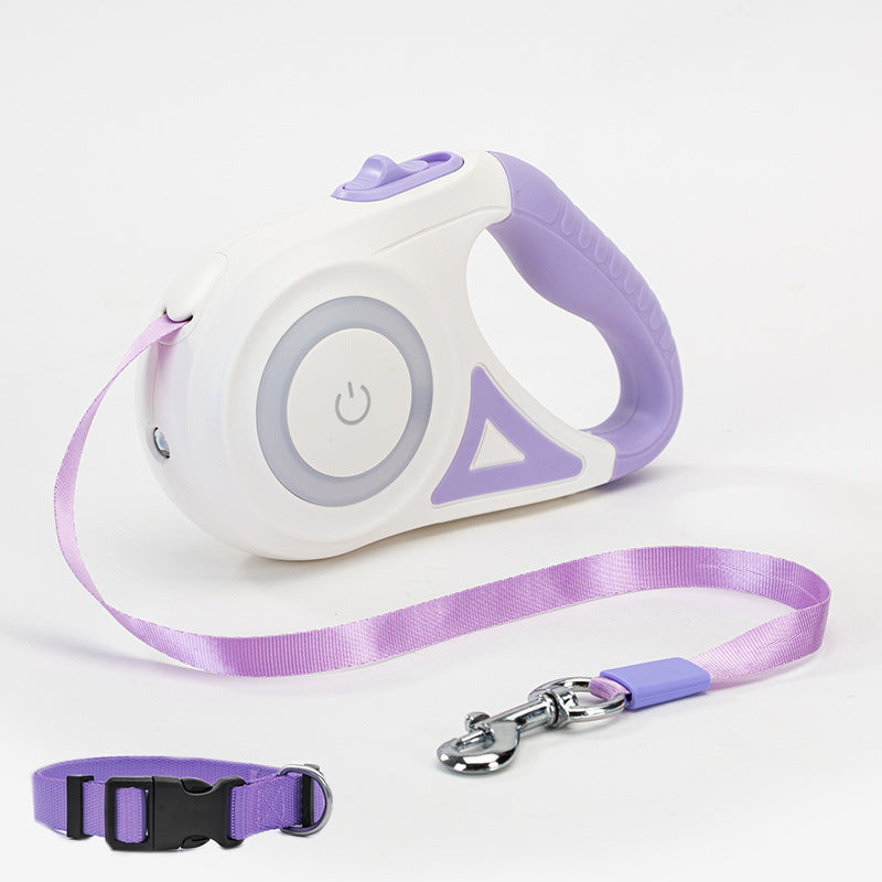 Dog Leash Retractable Leash And Dog Collar Spotlight Pets Gym From House Purple 5M Tow rope and small collar