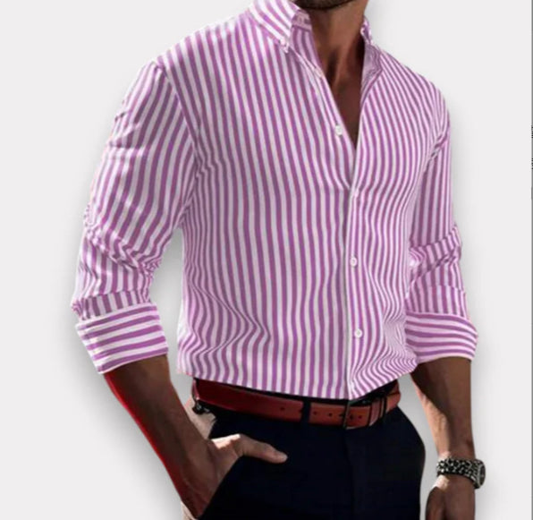 Ins Stripe Printed Long Sleeve Shirt Men Fashion Men Gym From House