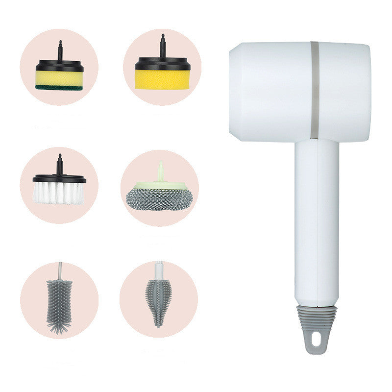 Electric Cleaning Brush Dishwashing Brush Automatic Kitchen DealSniper.net White Set1