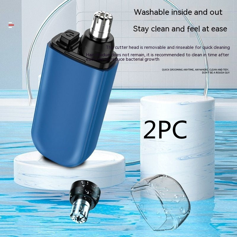 Rechargeable Nose Hair Trimmer Washable Electric Beauty DealSniper.net Blue 2PCS