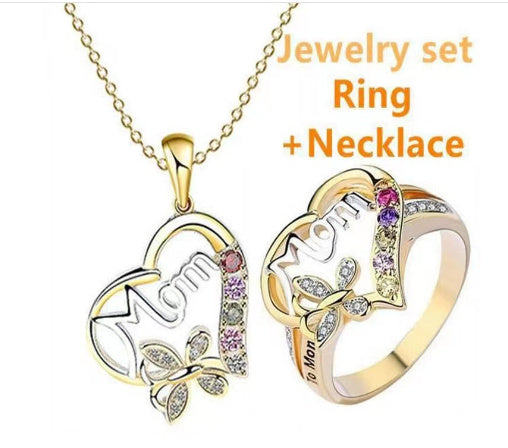 Mother's Day Gift Hollow Heart English Letter Love Mom Jewelry DealSniper.net Set 10