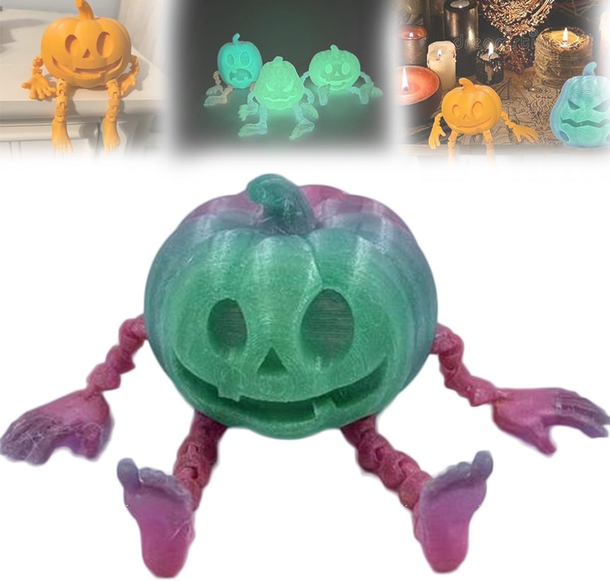 Halloween 3D Printing Pumpkin Decorations Ornaments Holidays DealSniper.net Luminous Rainbow 3Style