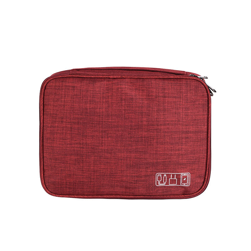Cable Organizer Bag Gadget Organizer Cable Case Portable Travel Electronic Accessories Storage Bag Charger Headset Digital Pouch Travel DealSniper.net Wine Red28X21X9CM