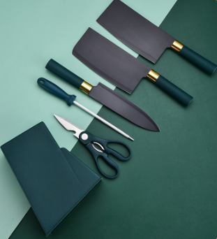 Knife Set Kitchen Stainless Steel Chef Kitchen DealSniper.net Suit green