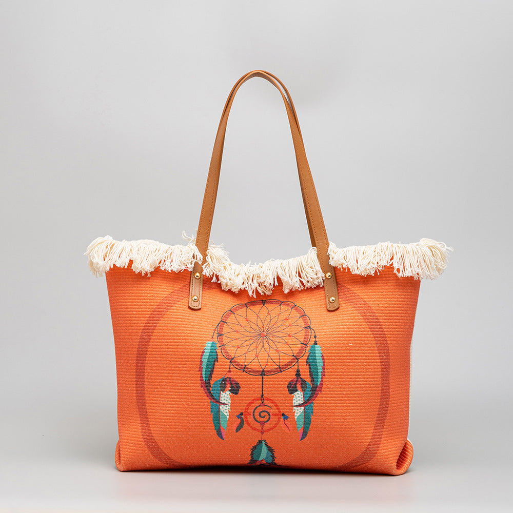 Bohemian Ethnic Style Canvas Bag Commuter Shoulder Bag Niche Design Large Capacity Shopping Bag Women Handbags Women DealSniper.net YX230022