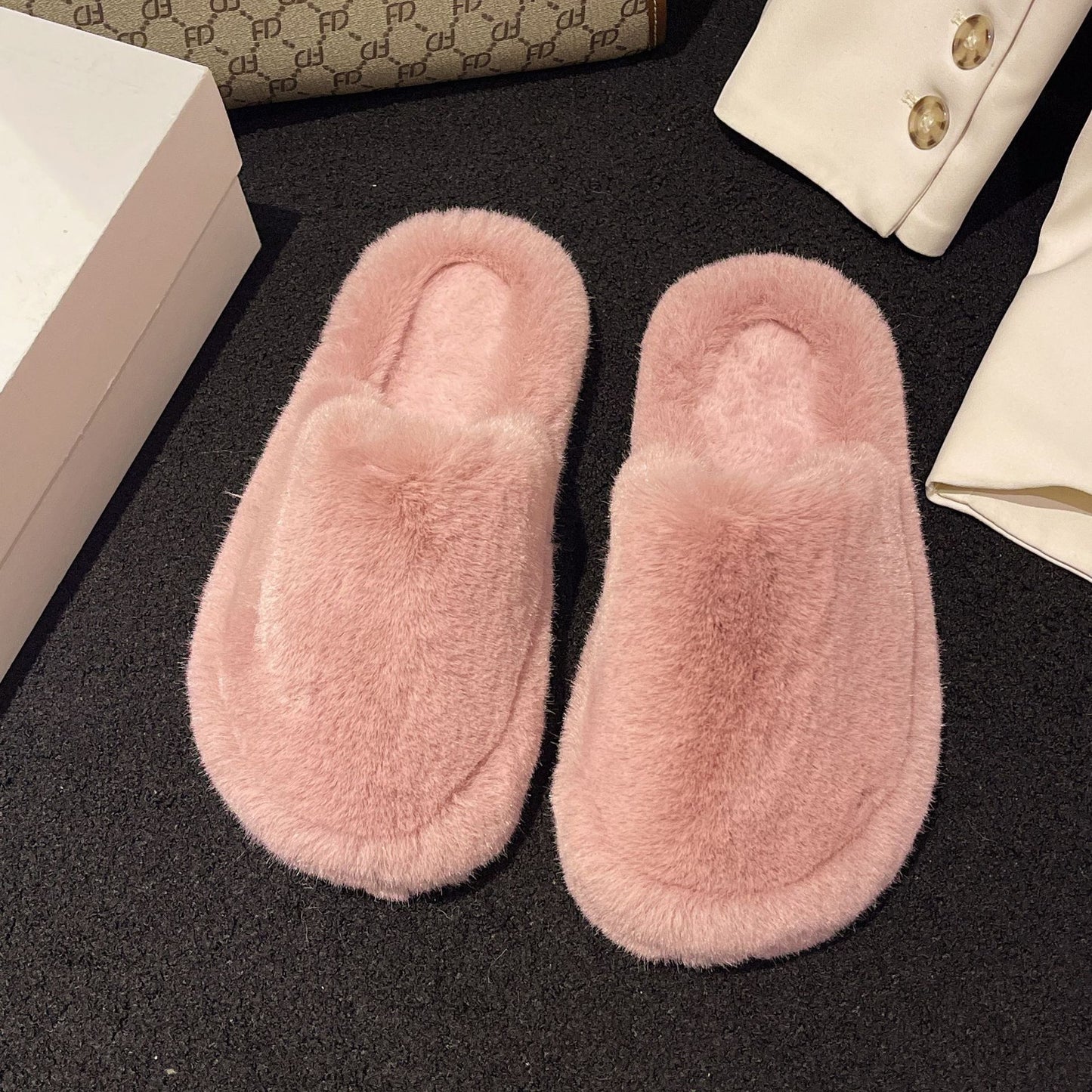 Women Home Slippers Winter Warm Shoes With 3cm Heel Women DealSniper.net Pink 35