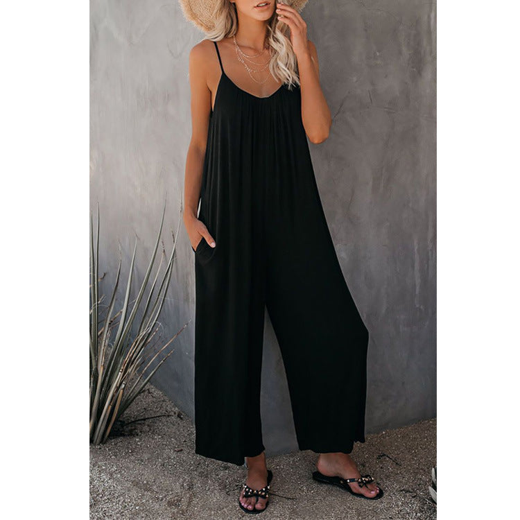 Women's Loose Sleeveless Jumpsuits Romper Jumpsuit Women DealSniper.net Black 2XL