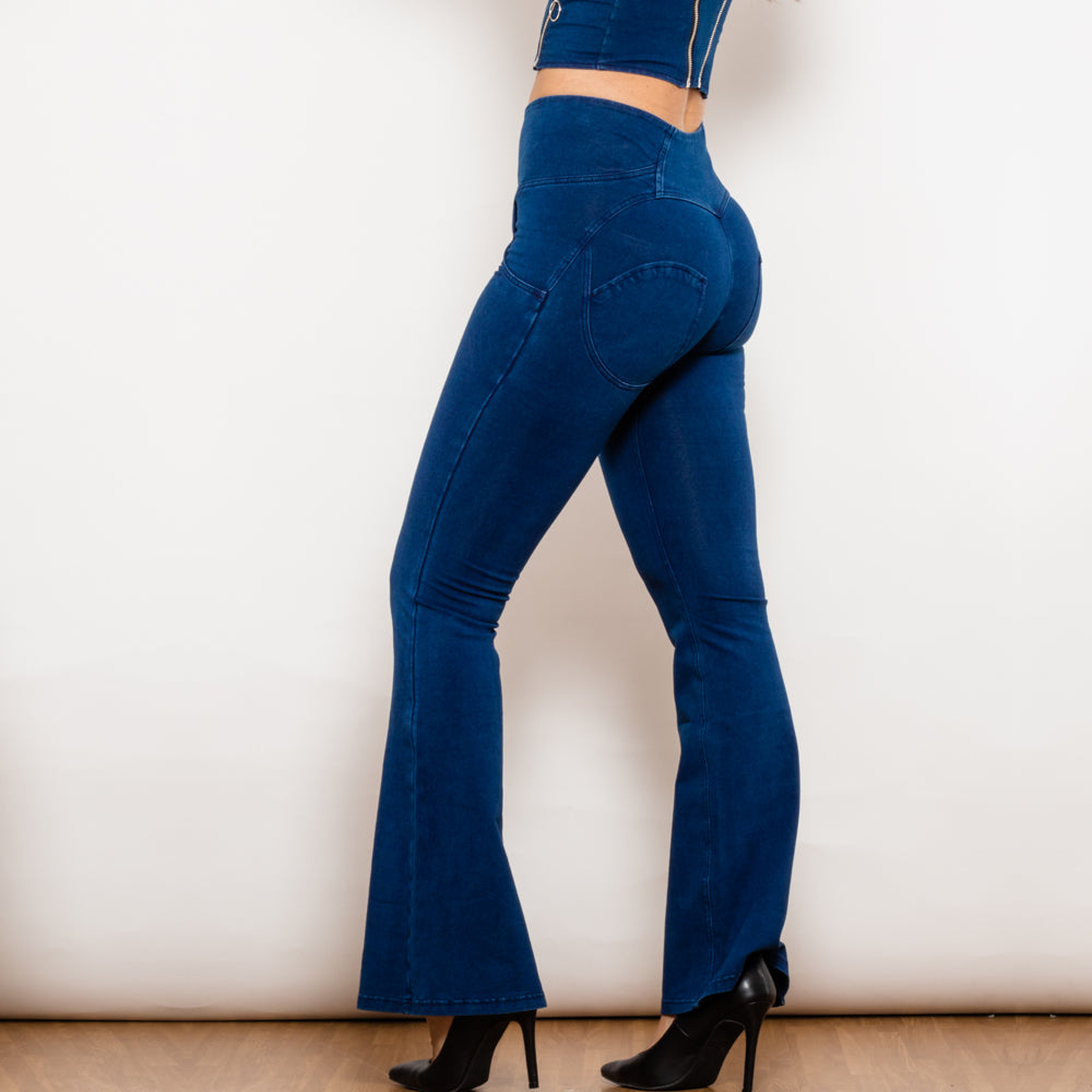 Shascullfites Melody Dark Blue Flared Lift Jeggings Button Up Jeans Women DealSniper.net