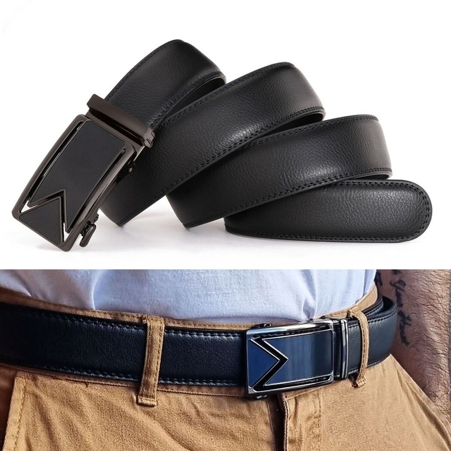 Microfiber Leather Mens Ratchet Belt Belts For Men Adjustable Automatic Buckle Men DealSniper.net