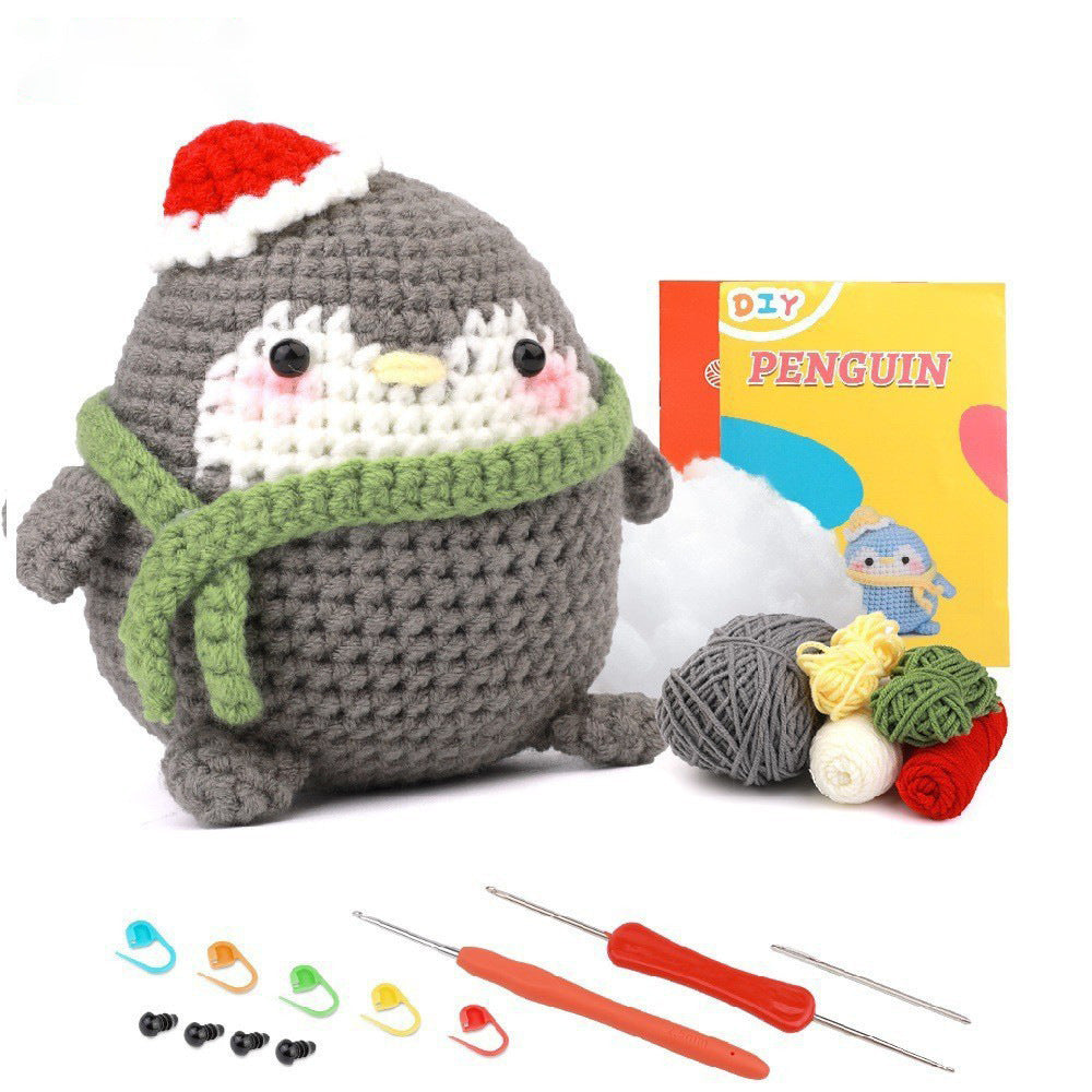 Penguin Crochet Material Package Diy Wool Knitting Doll Decoration Kids DealSniper.net Grey Penguin