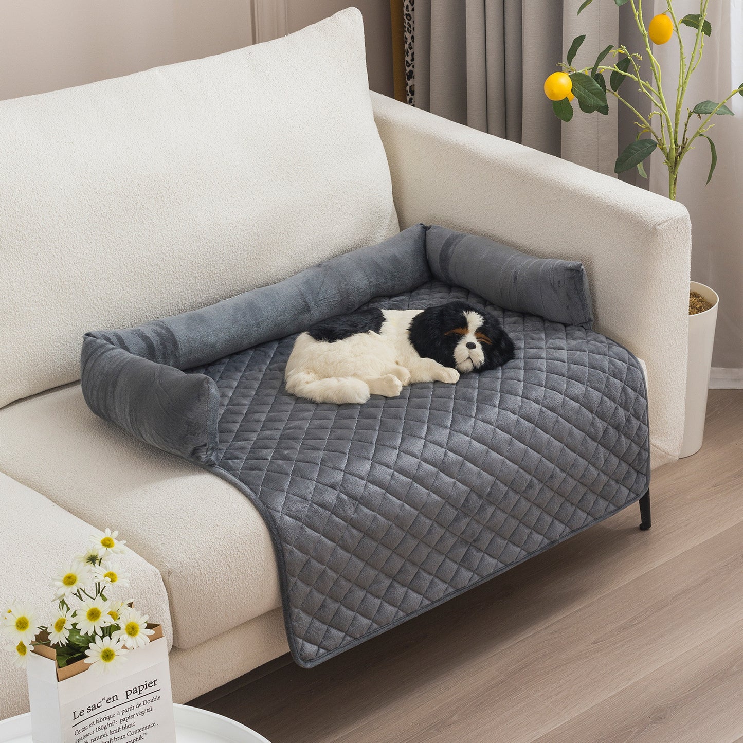 Pet Dog Sofa Bed Dog Beds For Large Dogs Cushion Pets DealSniper.net With Pillow Pet Pad Dark Gray 75x120cm