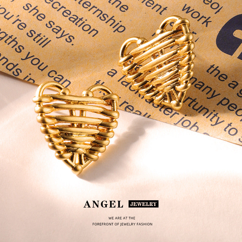 French Weaving Texture Sense Of Love Earrings Sense Of Earrings Jewelry dealsniper-net