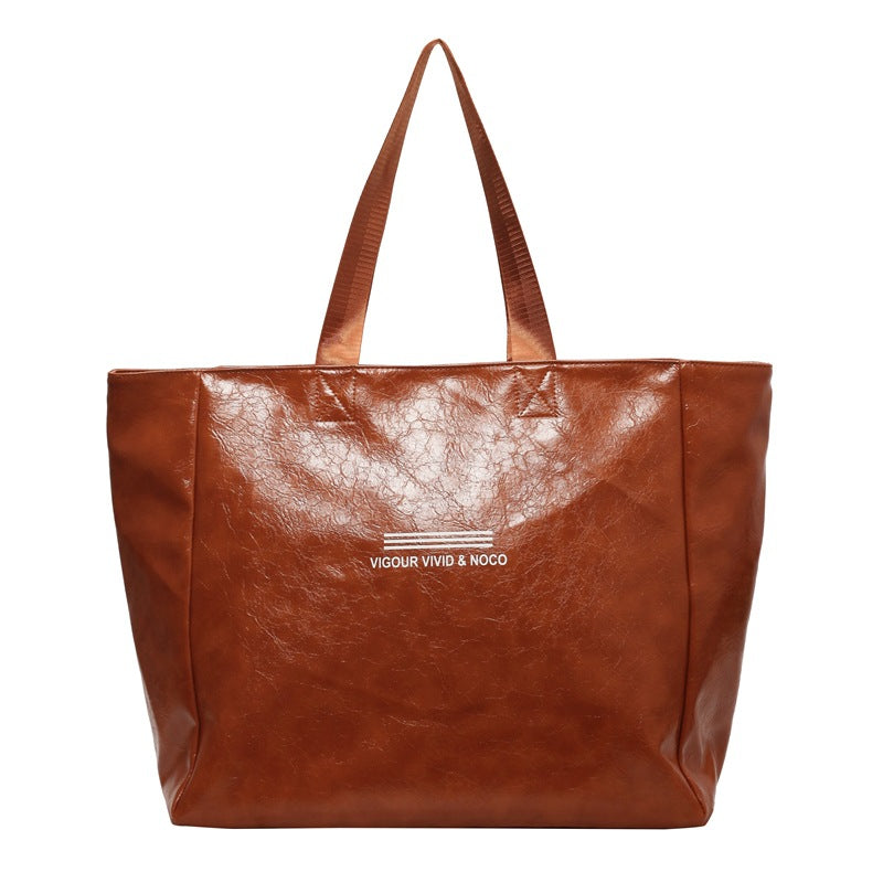 Large Capacity Tote Bag Women Fashion Versatile Solid Shoulder Bags Waterproof Designer Luxury Handbag Trend Personalized Travel Bag Women DealSniper.net Brown