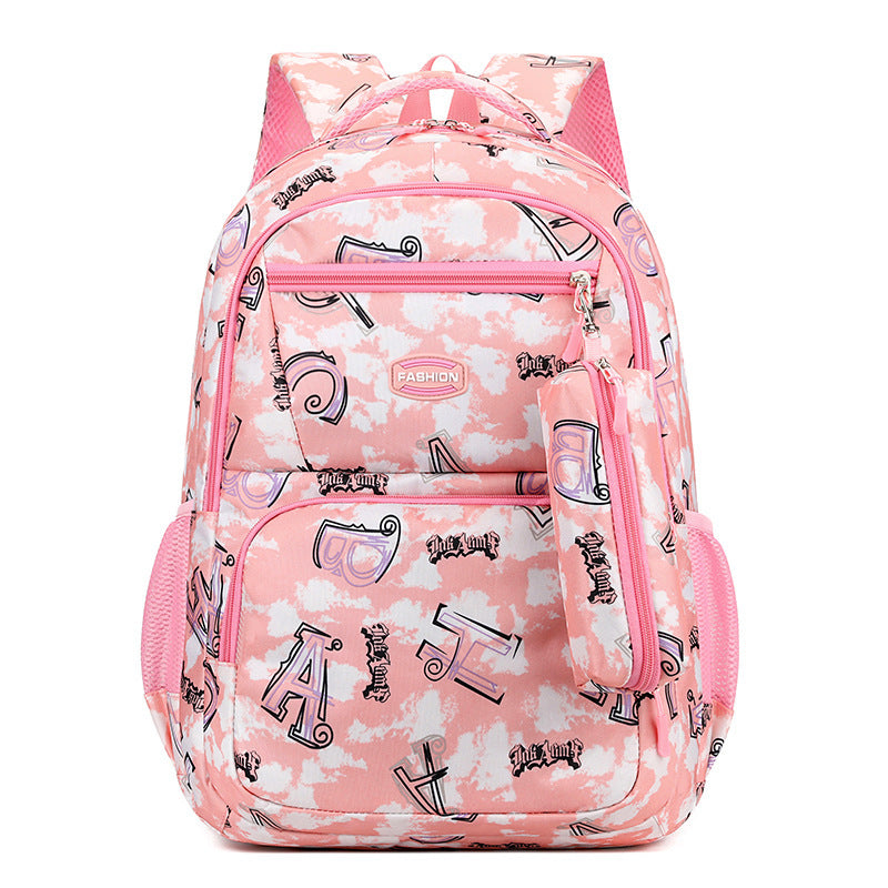 New Letter Print Backpack With Pencil Case Fashion Kids DealSniper.net Pink