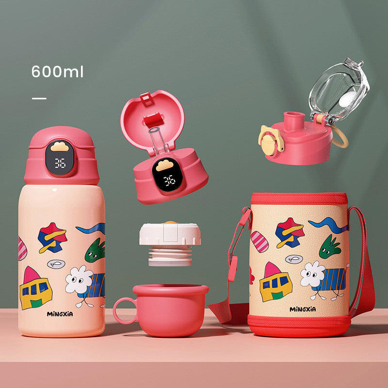 Wenxian Children's Insulation Stainless Steel Bouncing Lid Water Cup Kids DealSniper.net Red lamb A cup of four lids 600ML